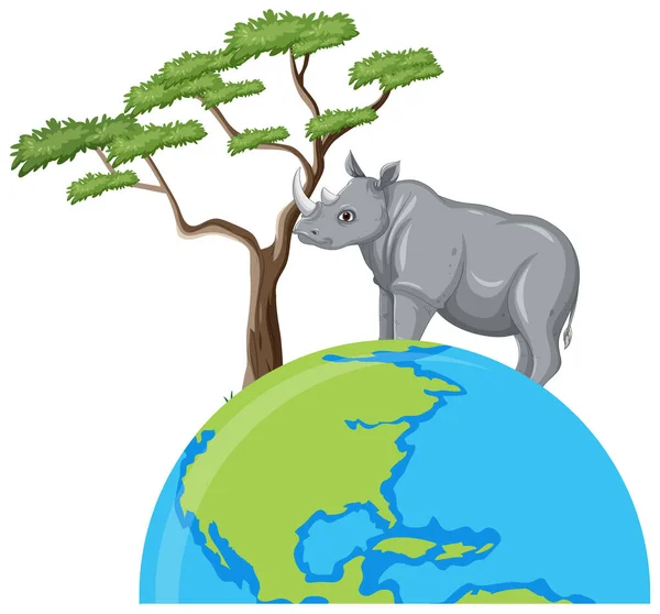 Rhinosaurus Earth Cartoon Style Illustration — Stock vektor