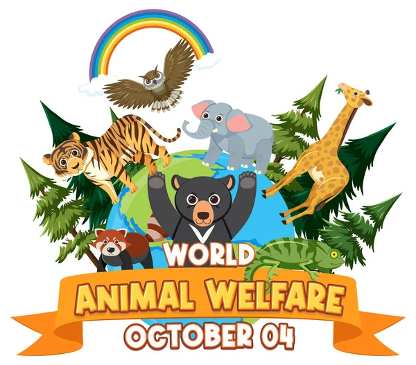 World Animal Welfare Day Poster Illustration — Image vectorielle