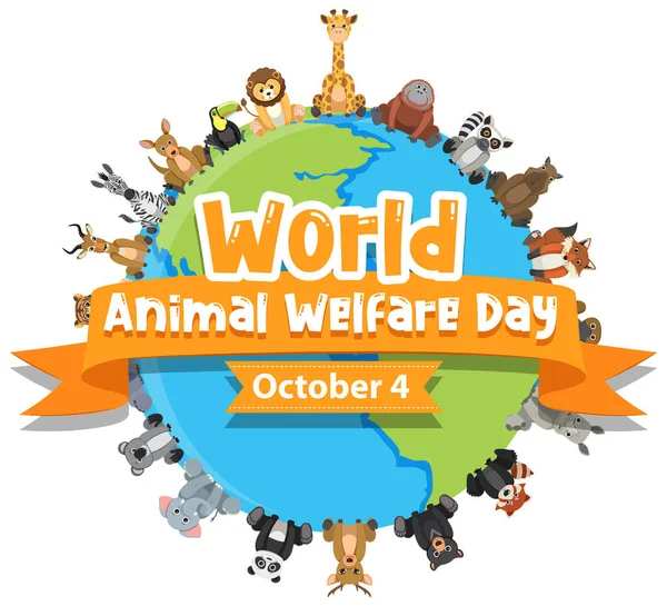 World Animal Welfare Day October Illustration —  Vetores de Stock