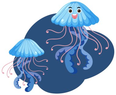 Jellyfish in cartoon style illustration