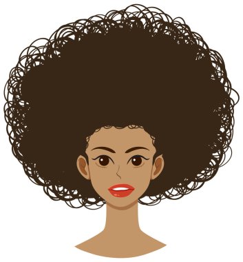 Afro bir kadının önünde izole bir illüstrasyon