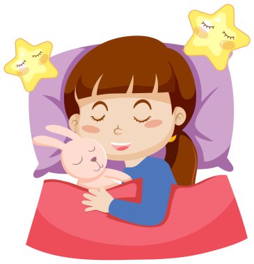 Cute girl sleeping clipart illustration