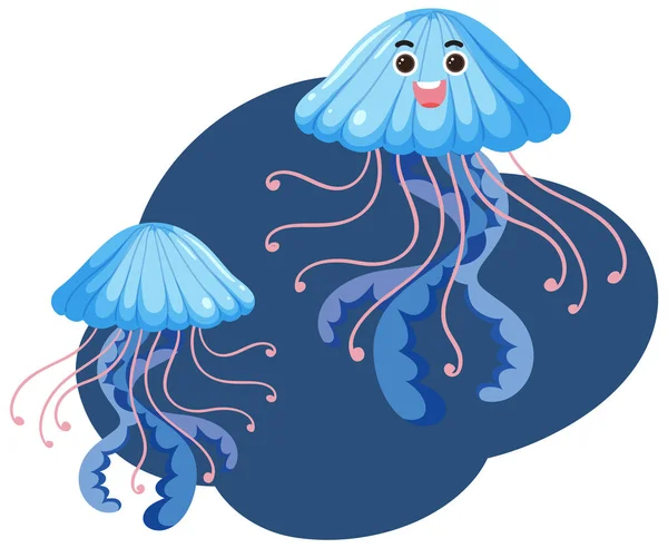Jellyfish Cartoon Style Illustration - Stok Vektor