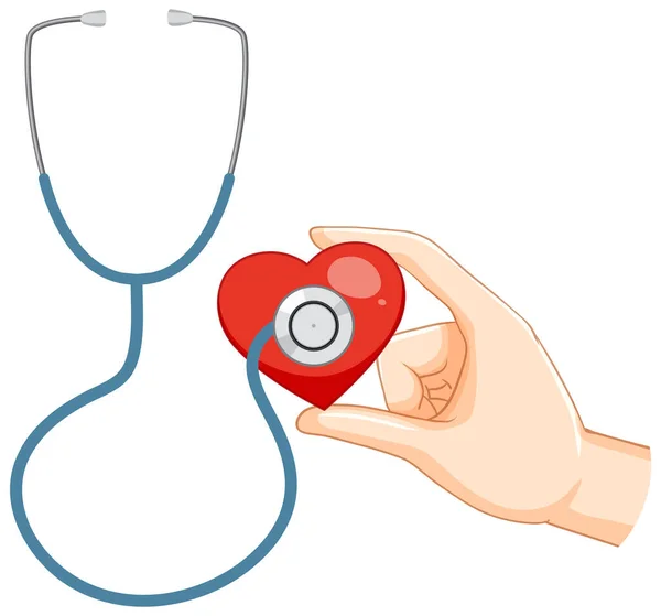 Stethoscope Heart White Background Illustration — Vettoriale Stock