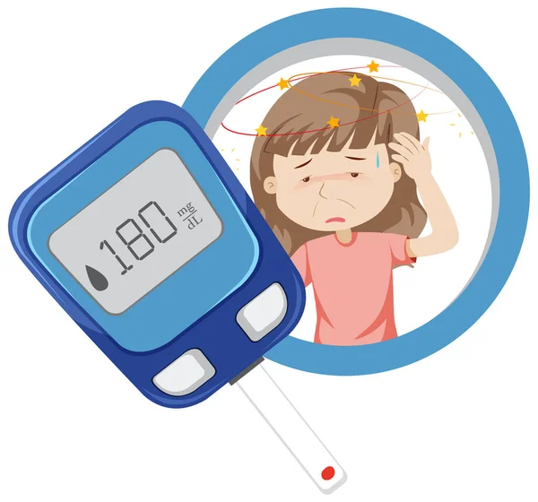 Blood Glucose Monitoring Device Illustration — ストックベクタ