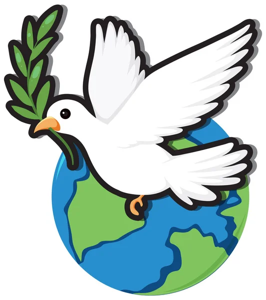 Dove Bird Earth Cartoon Style Illustration — Vettoriale Stock