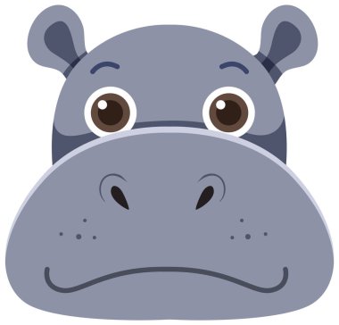 Hippopotamus kafası düz bir resimde
