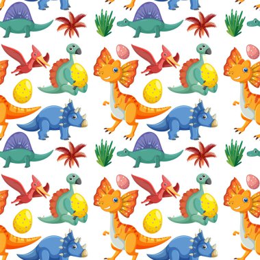 Cute dinosaur seamless pattern illustration clipart