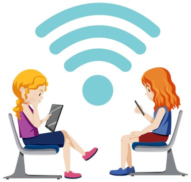 Kablosuz illüstrasyon kullanan insanlar