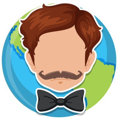 Dünya üzerindeki insan kafası sembolü çizimi