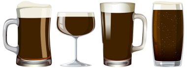 Alcohol drink in different glasses set illustration