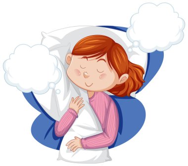 Cute girl sleeping clipart illustration