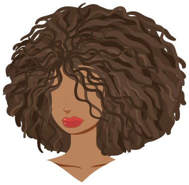 Afro bir kadının önünde izole bir illüstrasyon