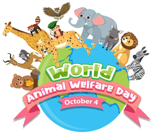 World Animal Welfare Day October Illustration — Image vectorielle