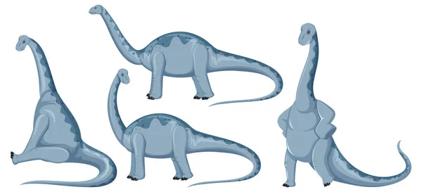 Diversi Simpatico Apatosauro Dinosauro Personaggi Dei Cartoni Animati Illustrazione — Vettoriale Stock