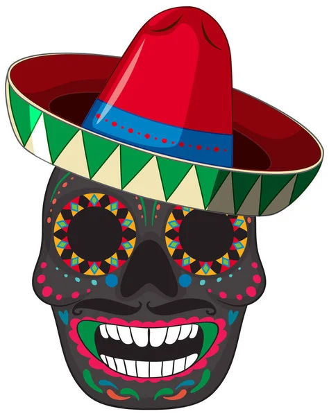 Mexican Skull Isolated White Background Illustration —  Vetores de Stock