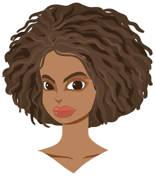 Frente Mulher Afro Ilustração Isolada —  Vetores de Stock