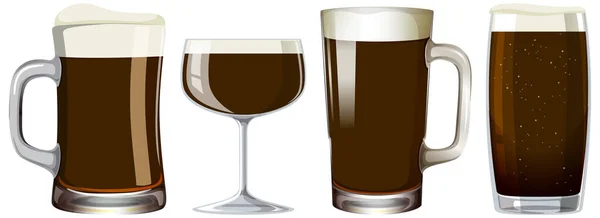 Alcohol Drink Different Glasses Set Illustration — Stockvector