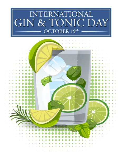 International Gin Tonic Day Banner Illustration — Vettoriale Stock