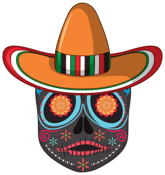 Mexican Skull Isolated White Background Illustration — Vettoriale Stock