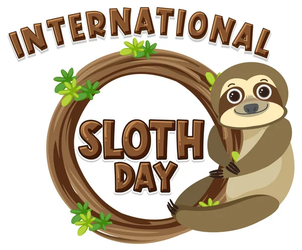 International Sloth Day Banner Concept Vector Illustration — Stock Vector