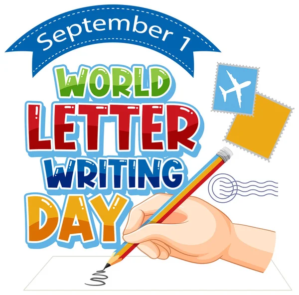 World Letter Writing Day Banner Design Illustration — Stock Vector