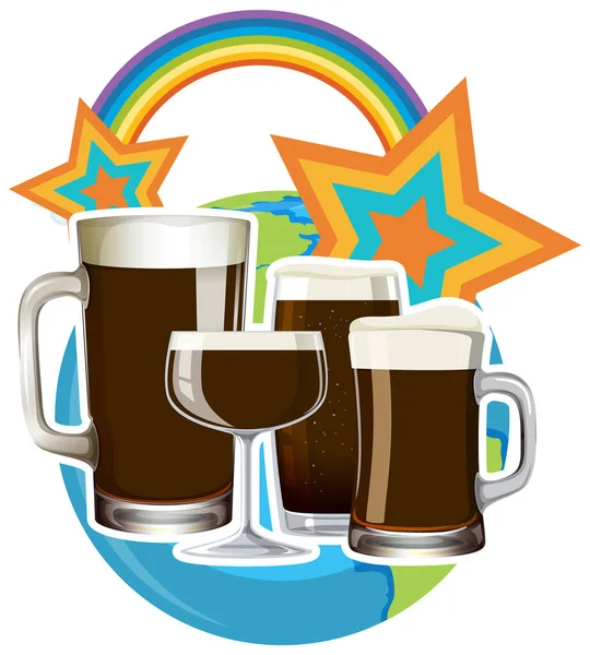 Alcohol Drink Different Glasses Set Illustration — Stock Vector