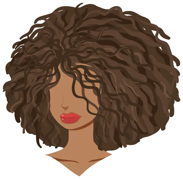 Přední Afro Žena Izolované Ilustrace — Stockový vektor