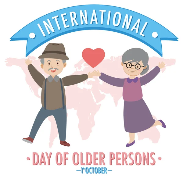 International Day Older Persons Banner Design Illustration — Stockvector