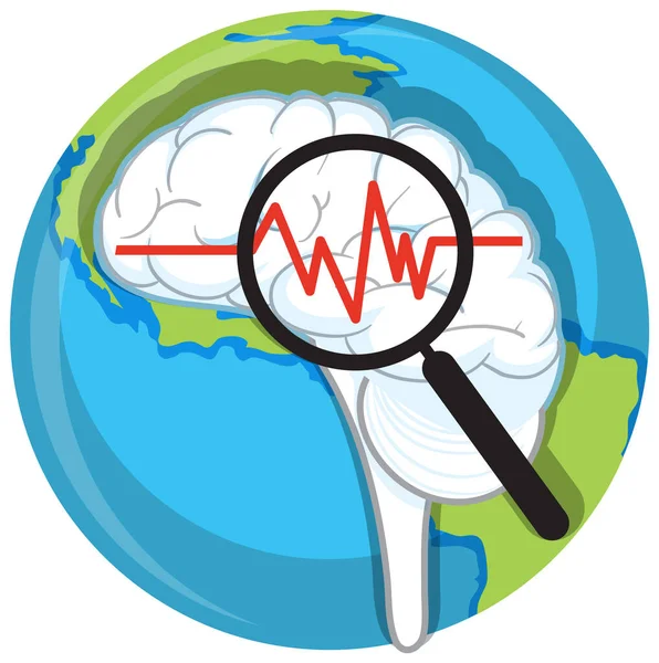 Aarde Planeet Met Menselijke Hersenen Illustratie — Stockvector