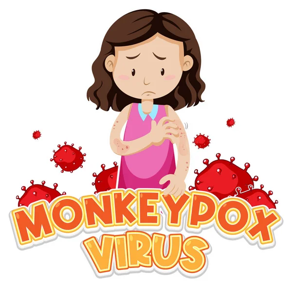 Girl Monkeypox Virus Symptoms Illustration — Stock vektor