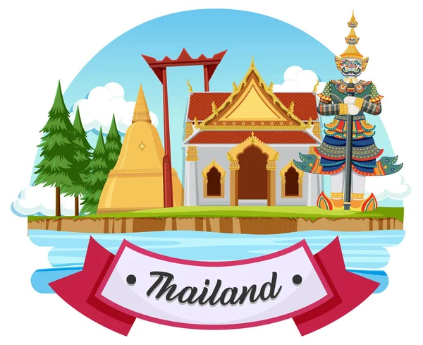 Banguecoque Tailândia Landmark Logo Banner Ilustração — Vetor de Stock