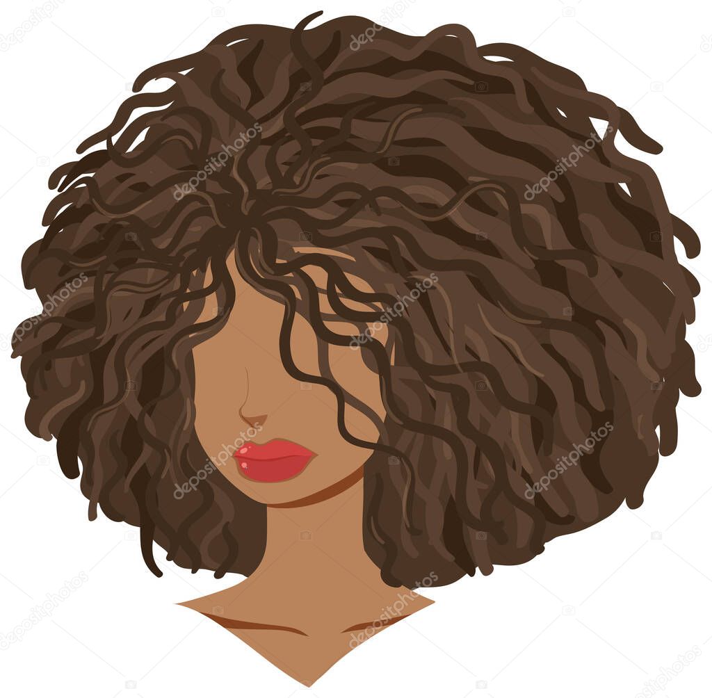 Front of afro woman isolated illustration