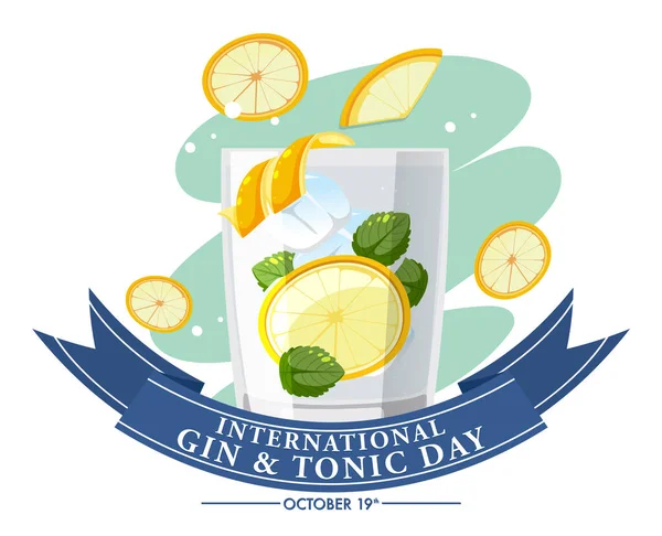 Uluslararası Cin Tonik Günü Afişi — Stok Vektör