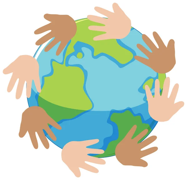 Earth Globe Human Hands Illustration — ストックベクタ