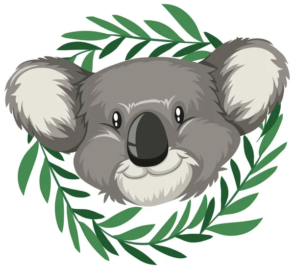 Cute Koala Head Cartoon Style Illustration — стоковый вектор