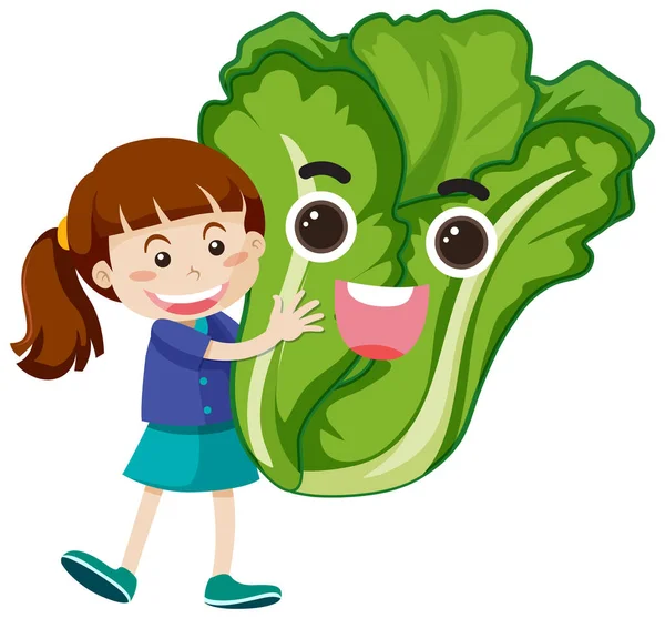 Lettuce Cartoon Character Illustration — стоковый вектор