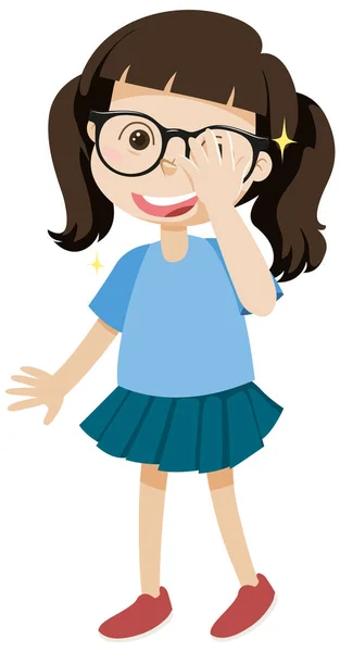 Cute Girl Wearing Glasses Cartoon Character Illustration — Διανυσματικό Αρχείο