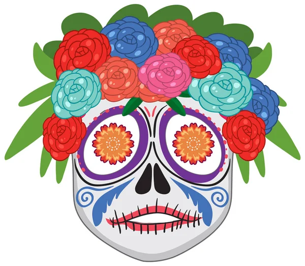 Mexican Skull Isolated White Background Illustration — Image vectorielle