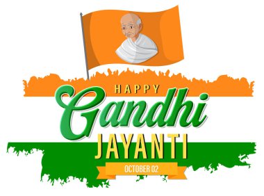 Mahatma Gandhi Günü 2 Ekim Bayrak Tasarım İllüstrasyonu