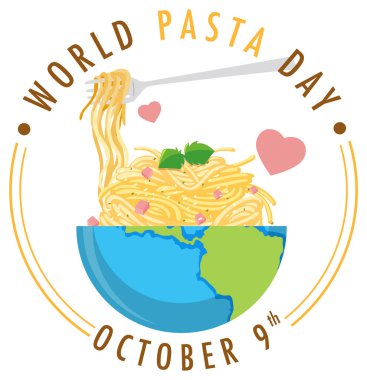 Dünya Makarna Günü Bayrak Tasarımı illüstrasyonu