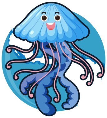 Jellyfish in cartoon style illustration