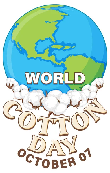 World Cotton Day October Banner Design Illustration — Vettoriale Stock