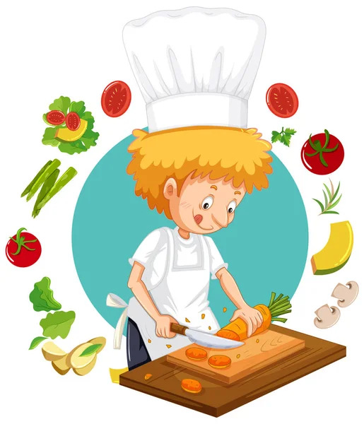 Chef Man Cartoon Character Illustration — Stock vektor
