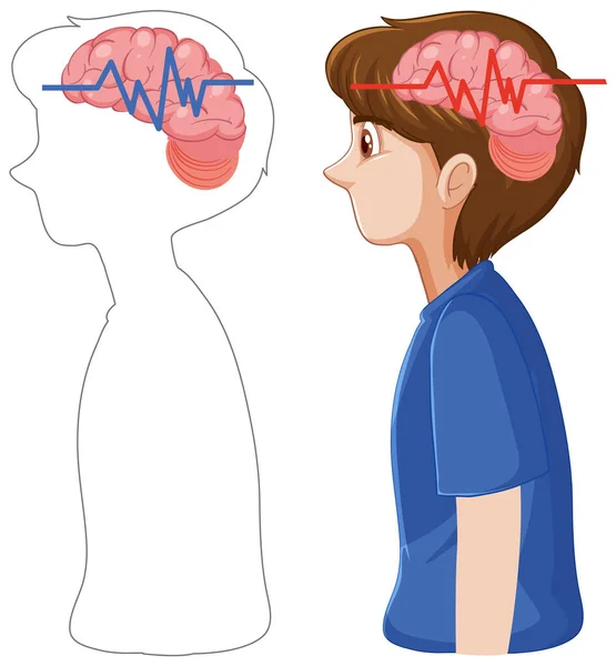 Man Showing Brain Illustration — Stock Vector