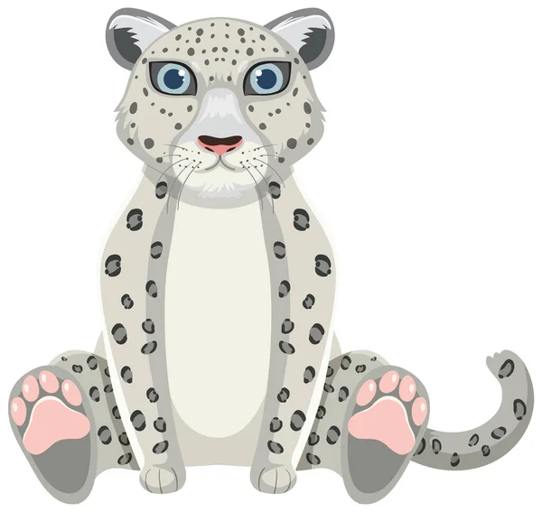 Snow Leopard Isolated White Background Illustration — Διανυσματικό Αρχείο