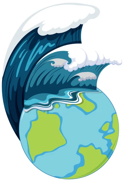 Oceam Wave Earth Planet Isolated Illustration — Vetor de Stock