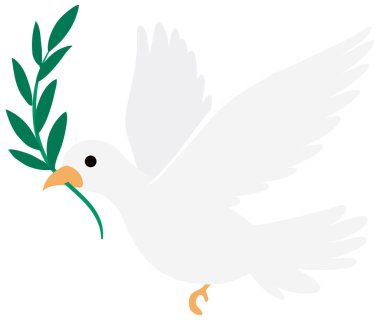 White dove carrying leaf illustration