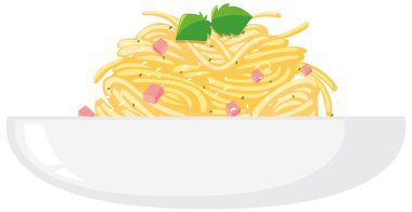 Spaghetti carbonara in a bowl illustration