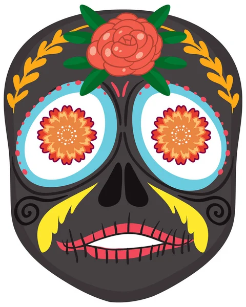 Mexican Painted Skull Isolated Illustration — Image vectorielle